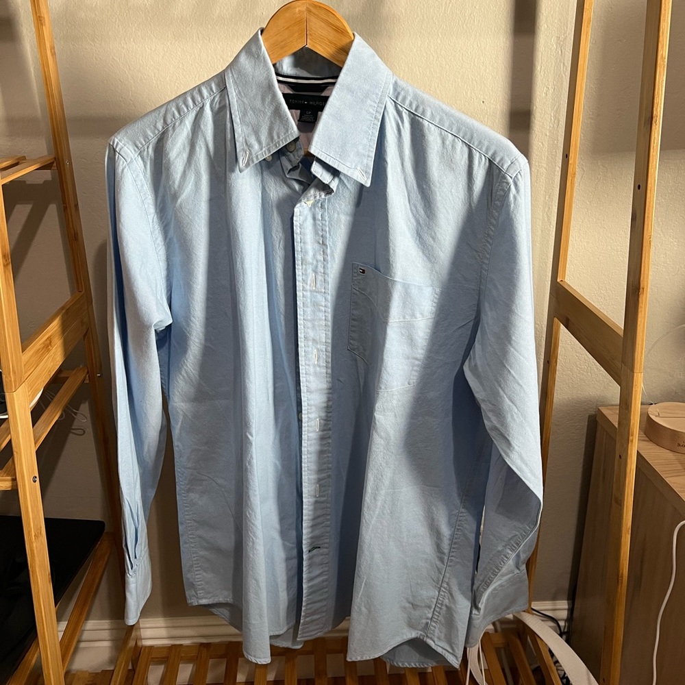 Tommy Hilfiger CASUAL BUTTON DOWN COLLAR SHIRT LIGHT BLUE SIZE S
